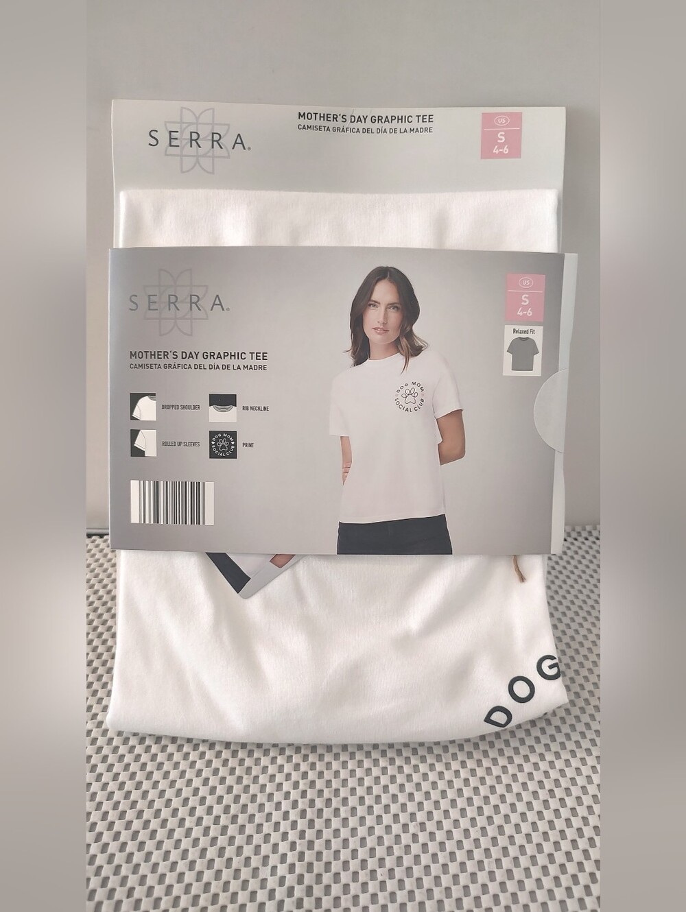 Serra Women's Size S (4-6) Dog Mom Social Club Graphic T-Shirt NWT White Aldi